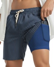 7 Inch Men Swim Trunks Compression Liner Quick Dry Swimwear Bikini Swimsuit B...