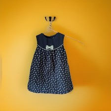 janie and jack Little Girls Summer Dress Bow Print Lined Ruffle Size 6-12 Months
