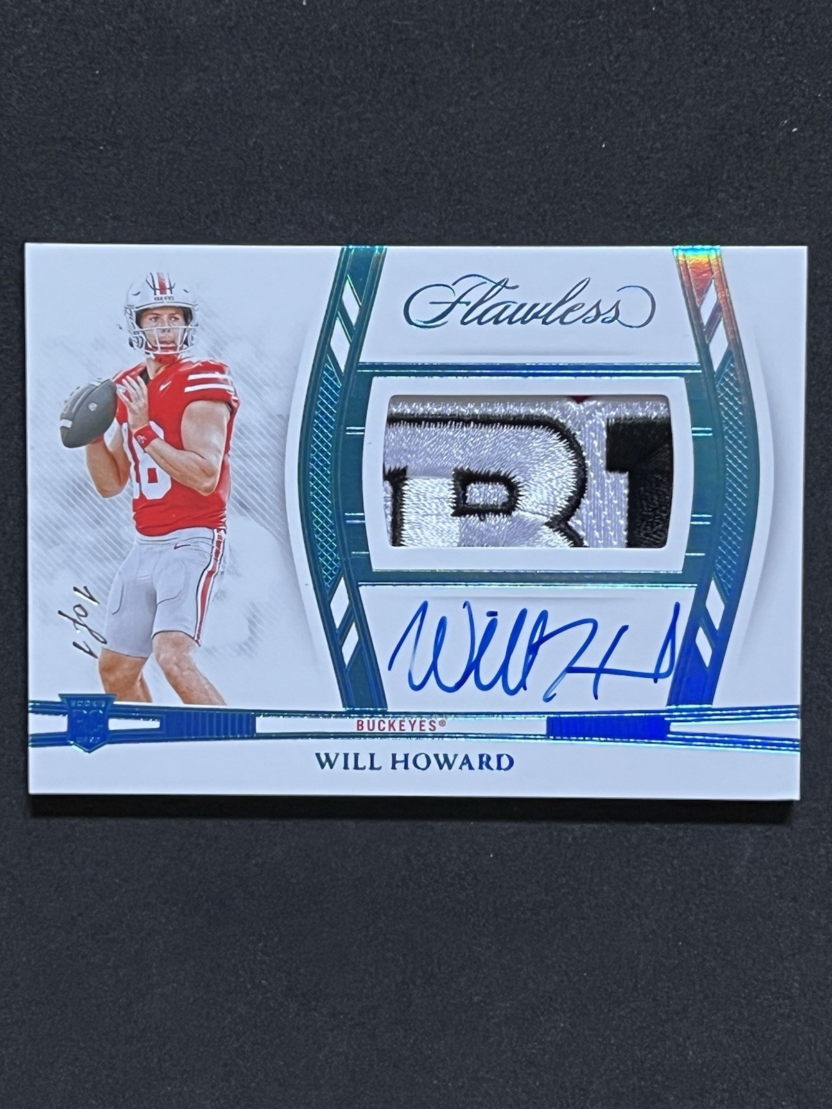 WILL HOWARD 2025 FLAWLESS COLLEGIATE RPA PLATINUM LOGO PATCH AUTO 1/1 view 4
