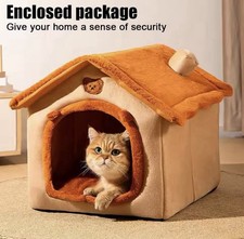 Casetta Pieghevole Calda Per Cani Gatti Lavabile Cuccia Confortevole 2 Colori