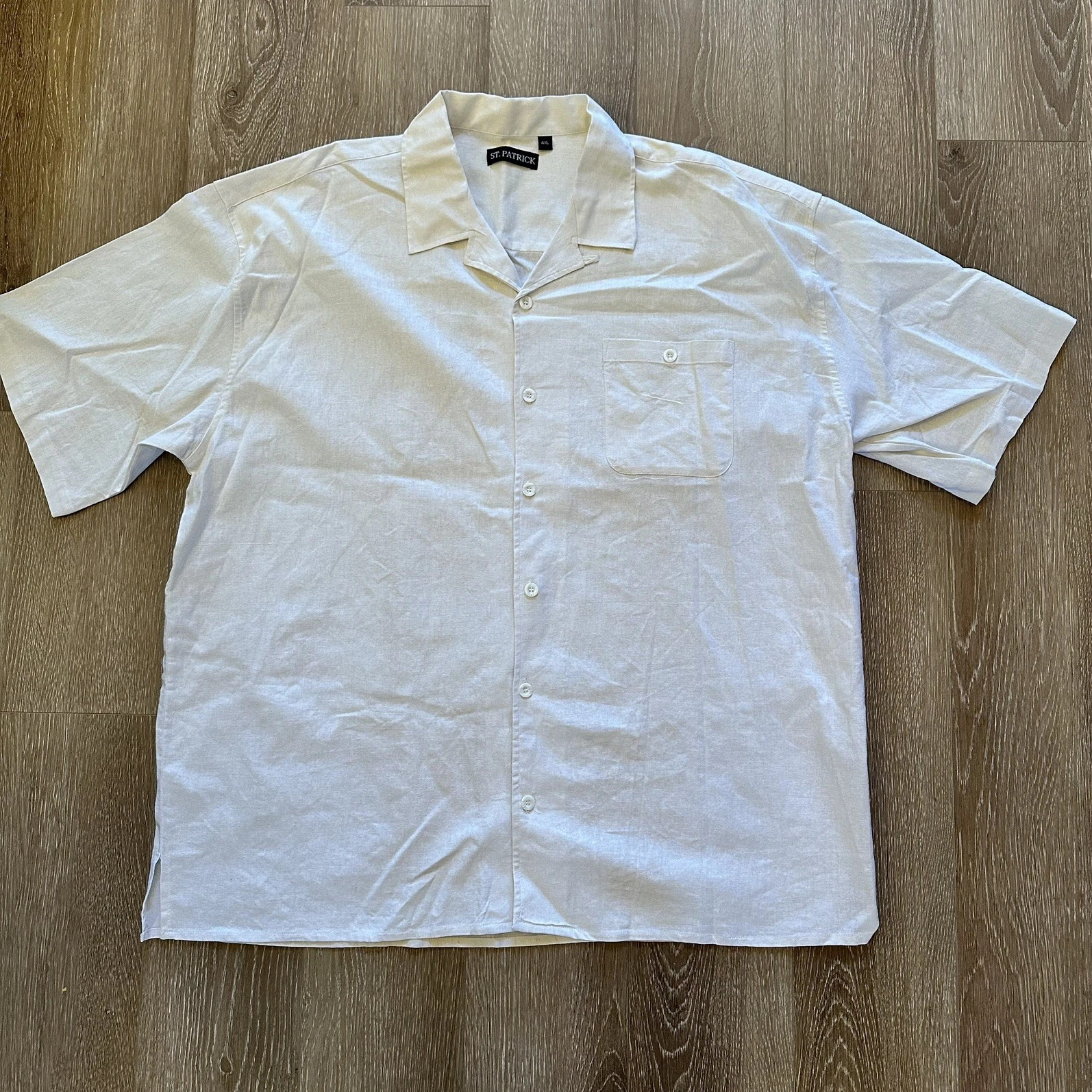 Men 4XL White Linen Shirt Casual Short Sleeve Basic Summer Beach Button Down