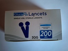 GlucoRx 30G Sterile Lancets. Bag of 100 Single Use Lancets.