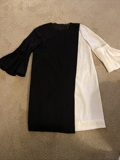 BCBG MAXAZRIA “LOREN” BLACK/WHITE COLORBLOCK COCKTAIL DRESS SIZE XS