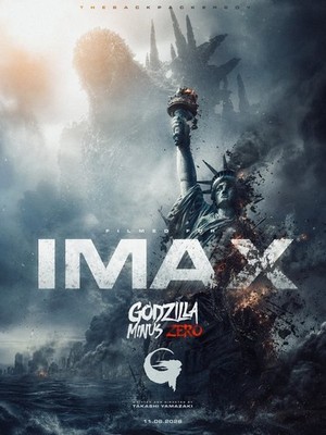 Godzilla Minus Zero: IMAX Poster Featuring Liberty Statue and Kaiju Chaos Poster