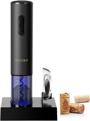 Electric Wine Opener With Foil Cutter Rechargeable Black Compatible With Most