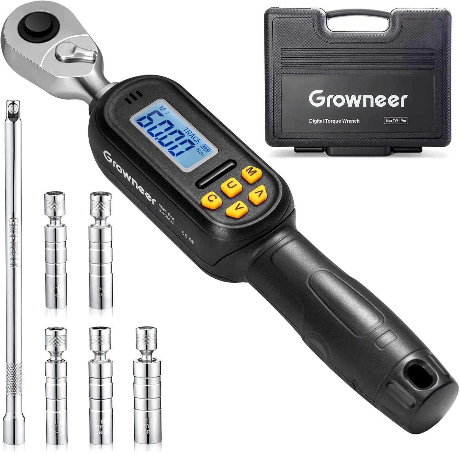 GROWNEER Digital Torque Wrench, 2.2-44.3 Ft-lbs/3-60 Nm, Balck 