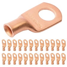 25pcs 8 AWG 5/16 Stud Wide Pad Battery Lugs, Ring Terminals, Heavy Duty Copper