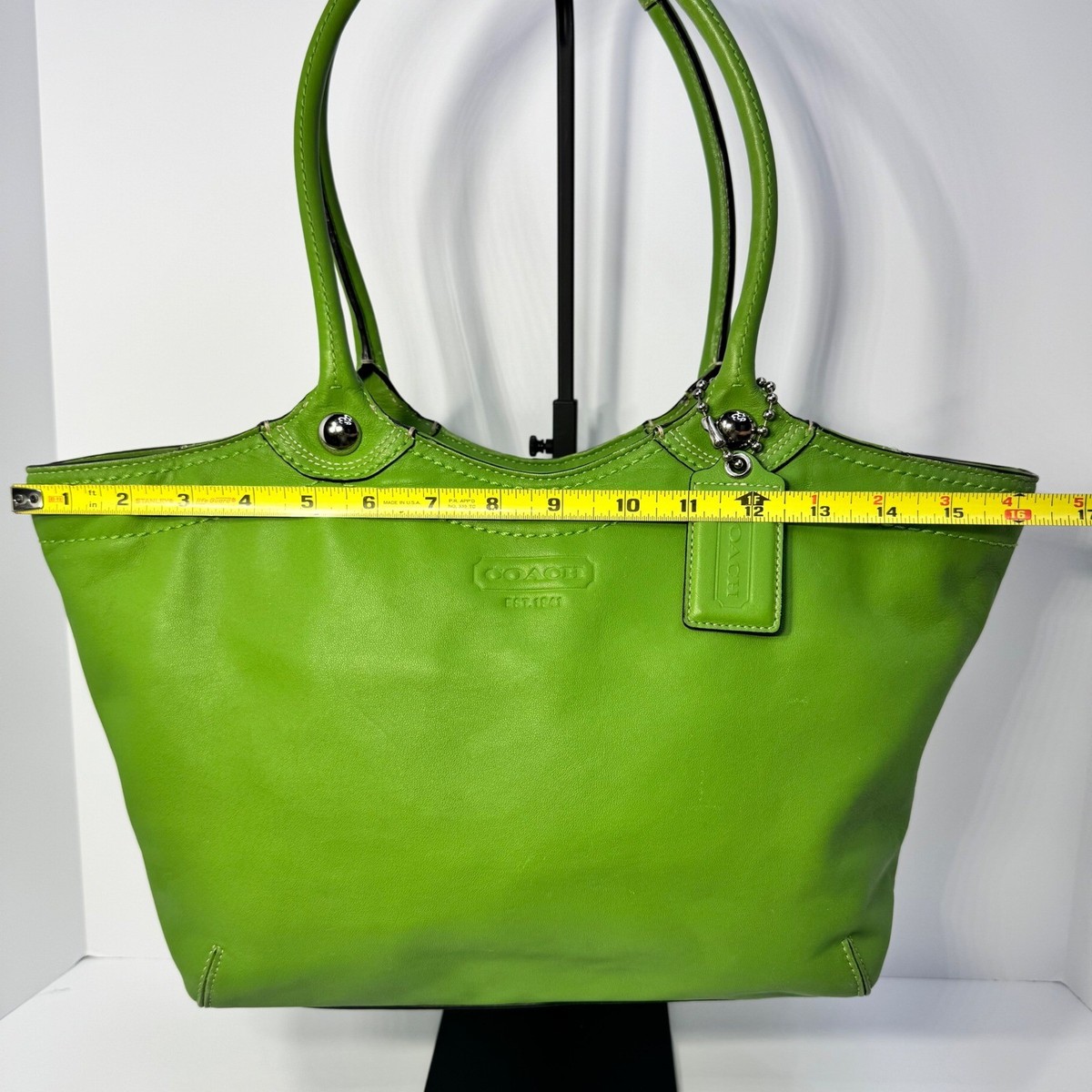 Coach Bleeker Legacy Tote Palm Green Leather Shoulder Bag #K0968