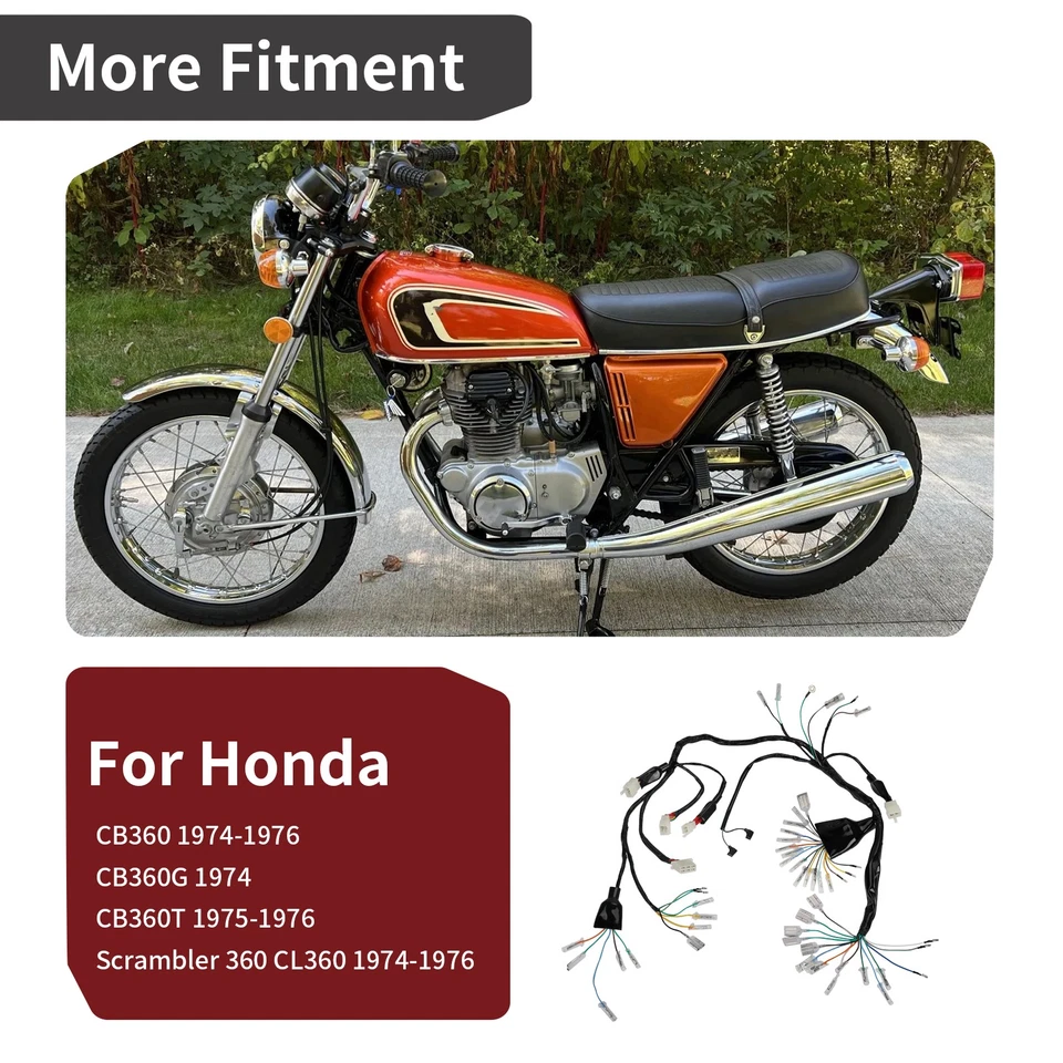 主线束适用于本田 CB360 CB360G CB360T CL360 1974 - 1976 32100-387-000 — 第 4/4 张图片