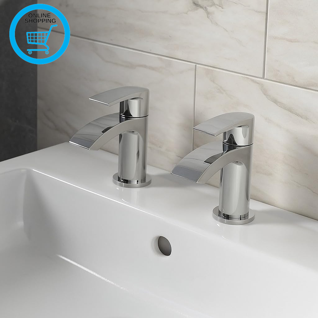Belantia Chrome Basin Taps | Pair of Taps | Chrome Finish | Hot and Cold | Bathr
