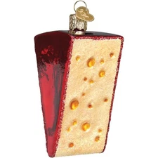 Old World Christmas Cheese Wedge Food Glass Tree Ornament 32220 FREE BOX New
