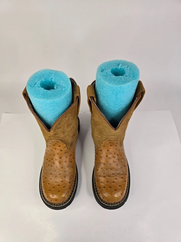 Ariat Fatbaby Women’s Boots Size 7 B Cognac Ostrich Tan Suede Upper 14728 - Image 4 of 4