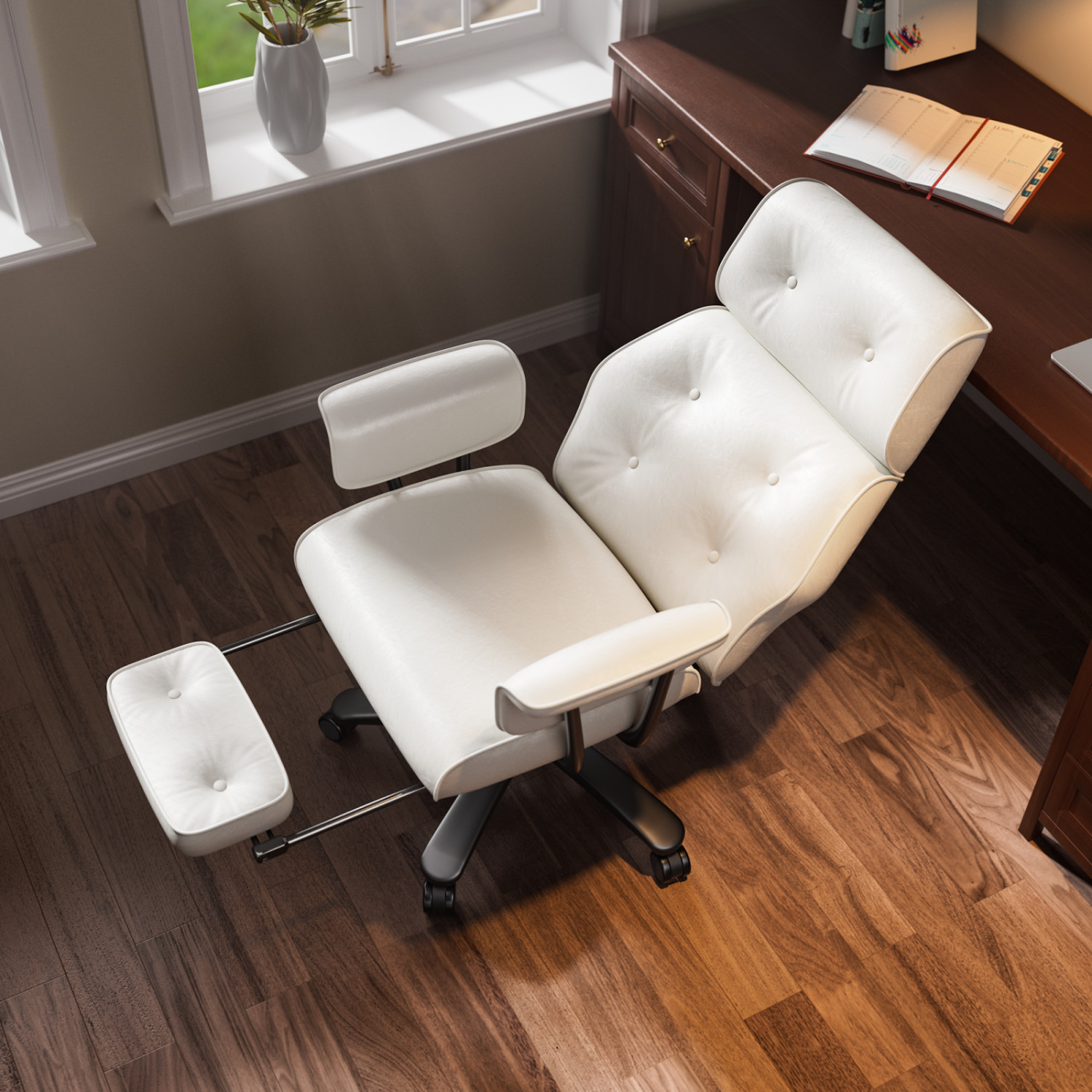 With Footrest Pu Leather Big And Tall Desk Chair 400lbs