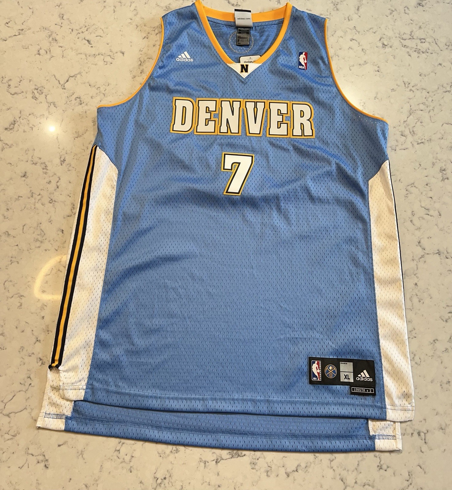 SIGNED #7 Al Harrington Denver Nuggets Adidas NBA Jersey XL