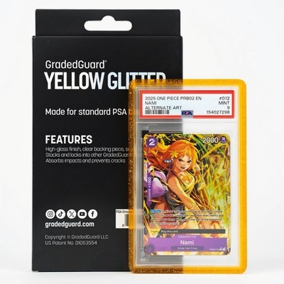 GradedGuard Yellow Glitter PSA Graded Card Protector Guard Case Limited Edition