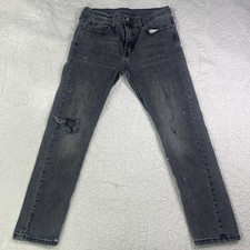 Levi  s 510 Skinny Fit Jeans W32 L30 Black Distressed Stretch Denim read desc 