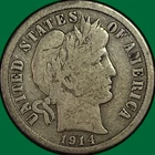 1914-S Barber Dime Silver Fine F Coin #33558