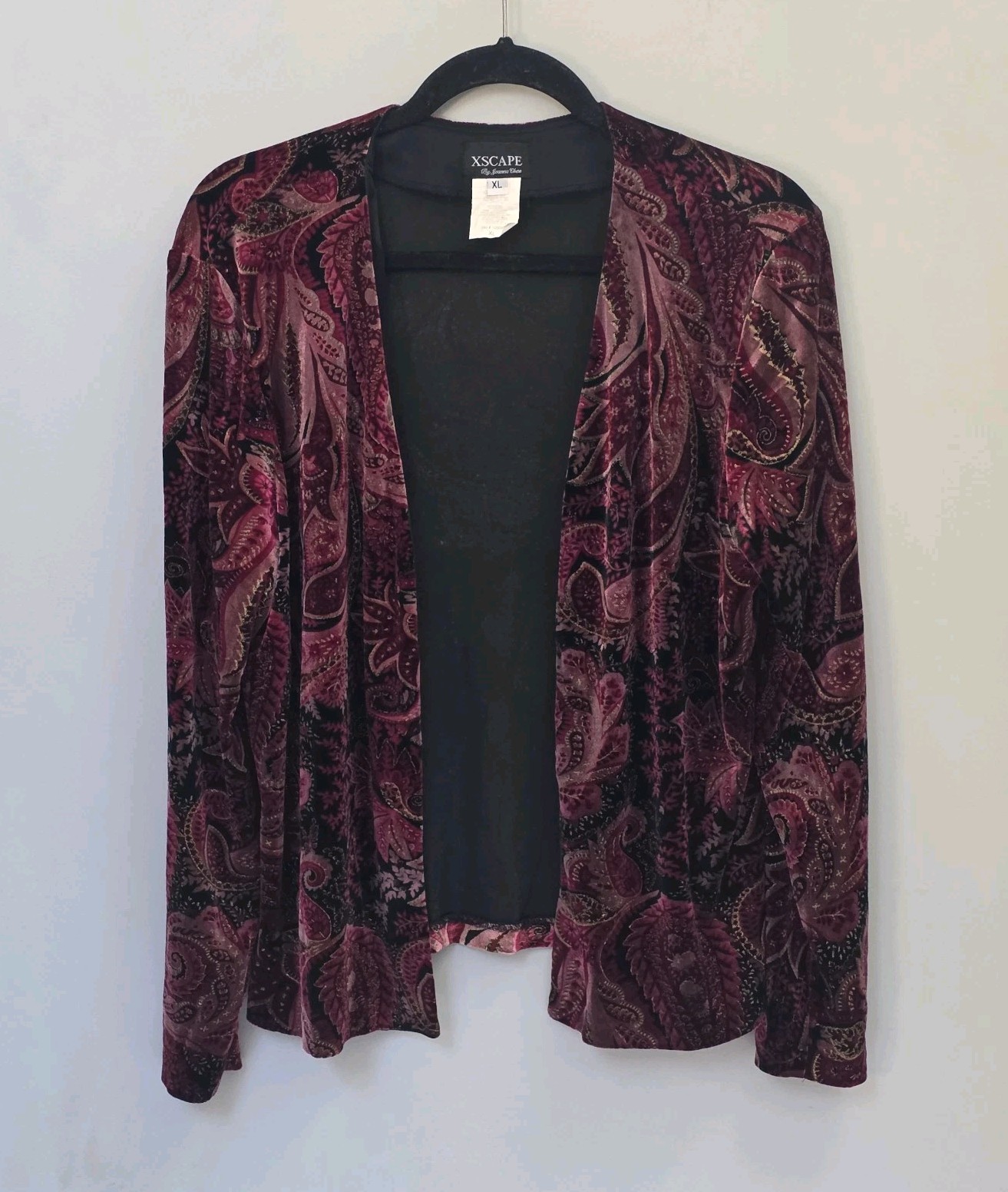 Xscape by Joanna Chen Women’s Velvet Burnout Open Blazer Gold Shimmer. Size XL
