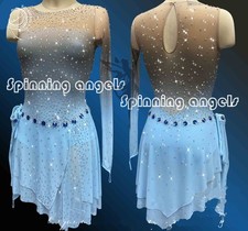 Ice Skating Adult Figure skating Dress Gymnastics Costume blue dyeing