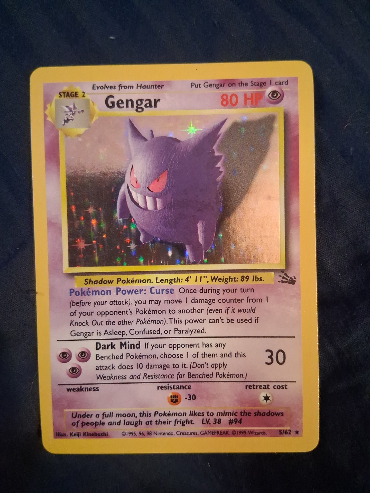Gengar Fossil Rare Holo 5/62
