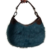 Blue Faux Fur Shoulder Bag