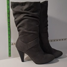 Apt. 9 DEDE GREY Gray Mid-Calf Bootie Cone Heel Zip Fabric Upper Women's 7.5