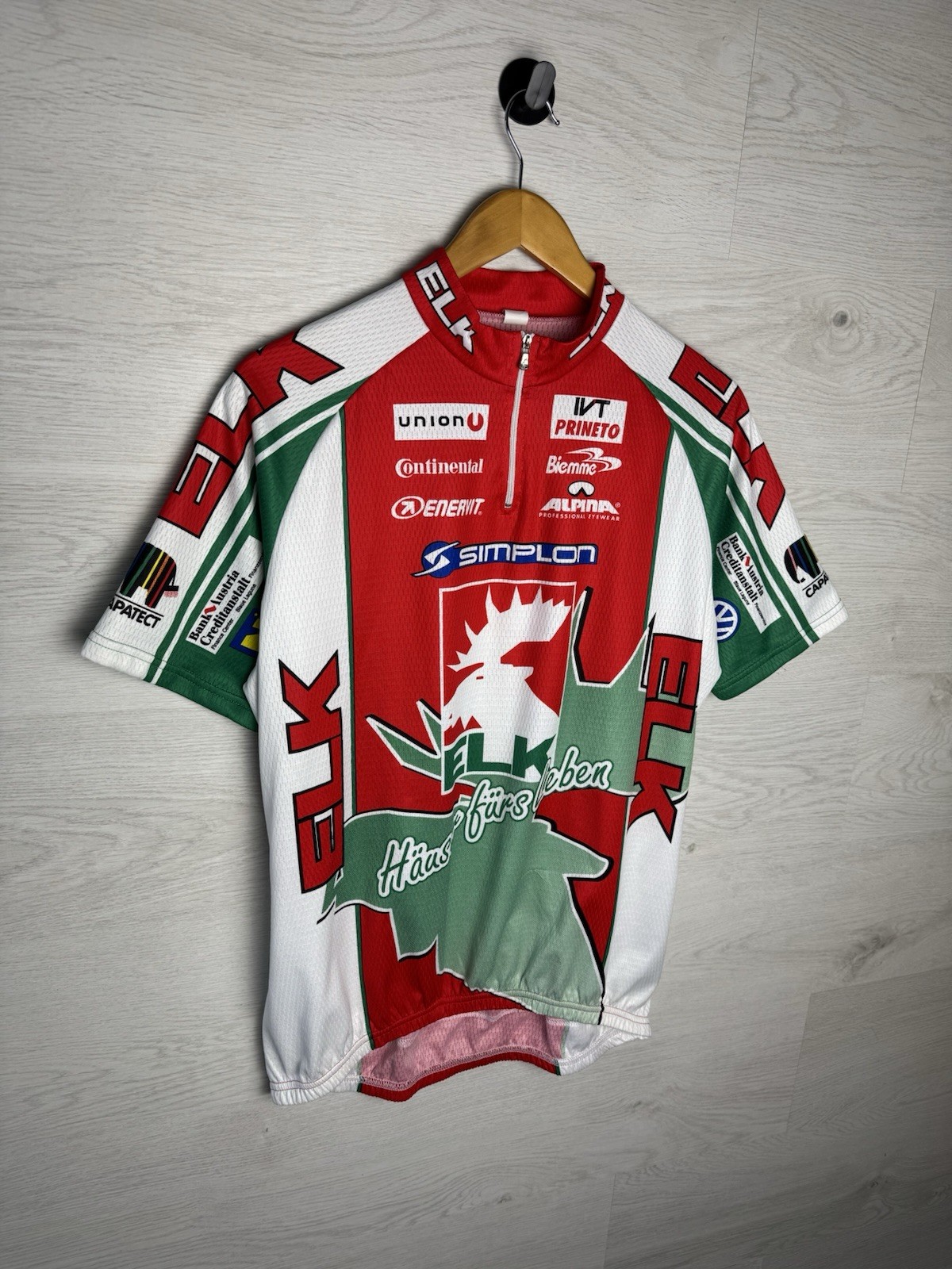 Vintage Elk Cycling Jersey Haus Furs Leben Half Zip Short Sleeve