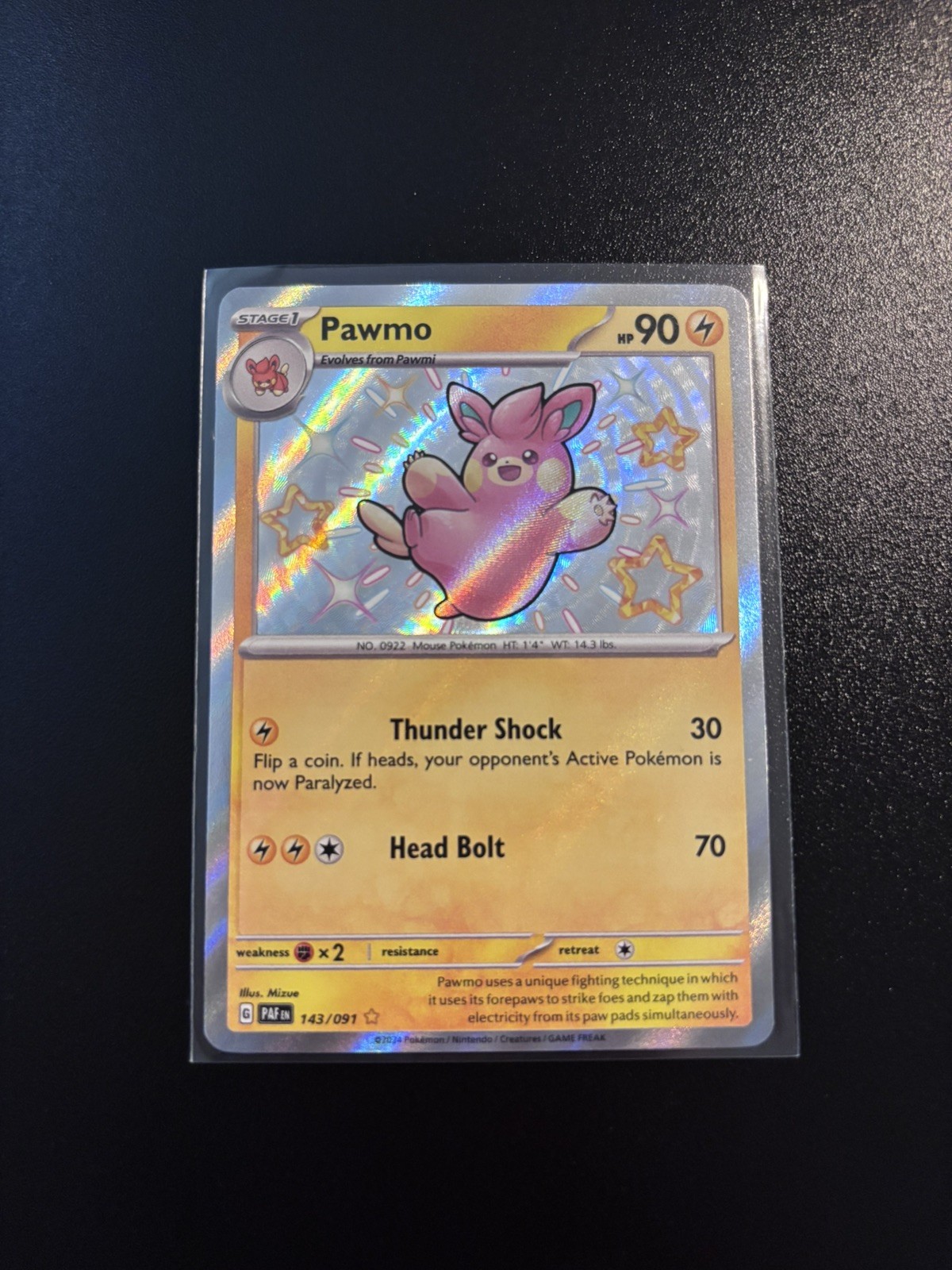 Pawmo Shiny Rare Holo SV: Paldean Fates 143/091 NM