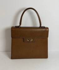 Valentino Garavani Bag Tan Brown Leather Satchel Top Handle Camel Logo Vintage