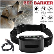 Dog Pet Training Collar Rechargeable Waterproof Electric Shock Anti Bark Collar