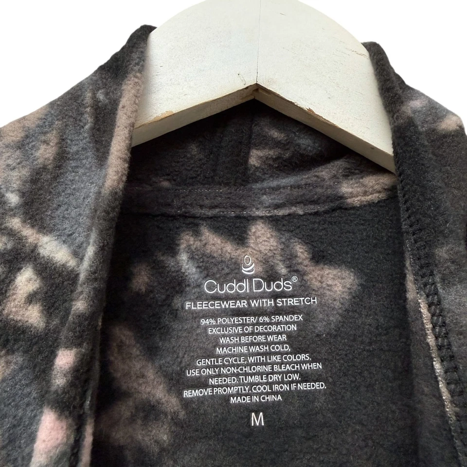 Cárdigan largo de vellón Cuddl Duds estampado gris medio cascada abierta plumero de salón Foto 4 de 4