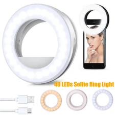 Portable 40 LEDs Selfie Ring Light With USB Charging 3 Lighting Modes for iPhone