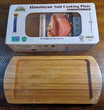 New Sealed Salt Block Himalayan Chef Grilling Slab 8X4X 1 Cooking w Bamboo Tray
