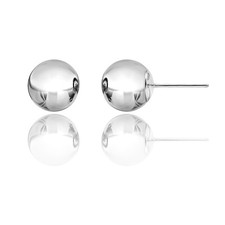14KT White Gold Ball Stud Earrings 2mm 10mm Silicone Push Back