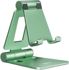 Nulaxy Dual Folding Cell Phone Stand, Fully Adjustable Foldable - Green