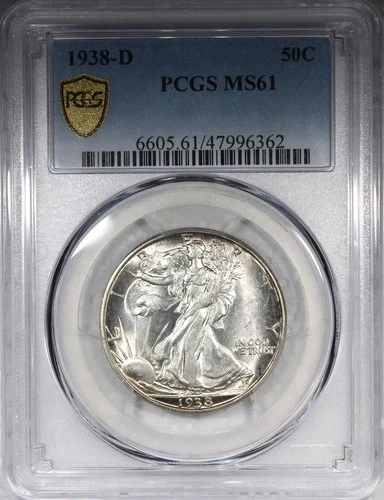 1938-D Walking Liberty Half Dollar PCGS MS61 Uncirculated Key Date 50C