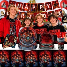 Stranger Storys Geburtstagsparty-Zubehör Banner Cake-Topper Ballons Dekorationen