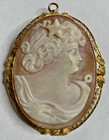 Victorian Shell Carved Cameo 10KYG Pin/Brooch Necklace Pendant 12.7 Grams — photo 2