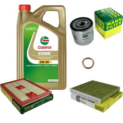 MANN-FILTER Inspektionspaket 5 L Castrol EDGE Titanium FST 5W-30 für Audi A3
