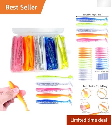 Effective 30-Count Soft Plastic Paddle Tail Swimbaits for Freshwater & Saltwater