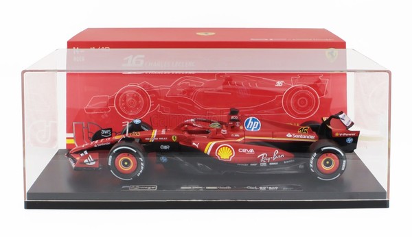 Burago 1/18 Ferrari F1 SF24 Leclerc Monza Gp 2024 Vitrine Statisches Modell-image