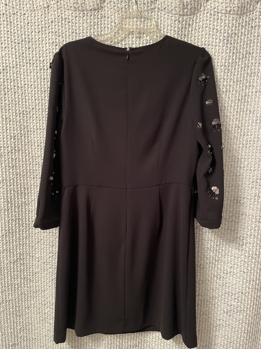 black fit and flare dress 3/4 sleeve Teri Jon 3/4 Sleeve Lace Fit And Flare Dress with Bow