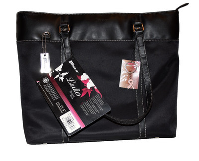 Targus Black Nylon and Faux Leather 15'' Laptop Computer Deluxe Tote NWT