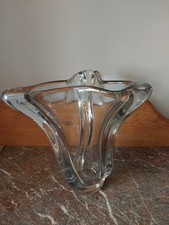 vintage French art glass crystal 3 corned  twisted. Mid century  1960s Vannes ?