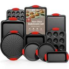 Baking Set   10 Piece Kitchen Oven Bakeware Set   Deluxe Non-Stick Blue Coati...