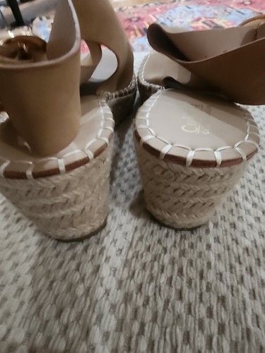 Catherine Malandrino Bone Suede Slingback Espadrille Wedge Sandals Sz 10 Cirkley - Picture 7 of 16