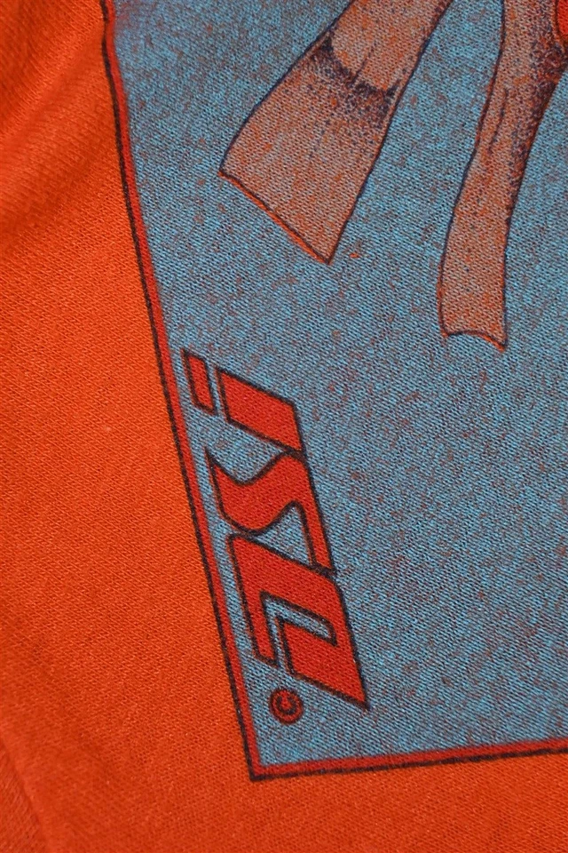 vintage 80s DSI SCUBA DIVING MANTA RAY DOLPHIN ORANGE 2 SIDED t-shirt YOUTH L - Image 2 of 4