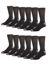 Wrangler Men's Workwear Cushion Crew Work Socks Black Shoe Size 6-12 NWT 12 Pack