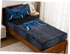 Gamer Printed Zipper Bedding Sets for Kids Boys Lightweight Twin Blue