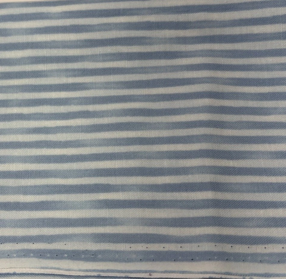 Blue & Blue Striped Cotton Fabric 10" x 42" Clothworks Sewing Crafts - Image 3 of 4